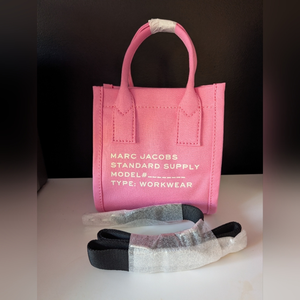 Marc Jacobs The Mini Tote Bag Hot Pink Canvas Crossbody NWT